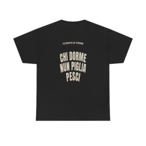 T-shirt PUMP con la frase 'CHI DORME NUN PIGLIA PESCI' — collezione Filosofia