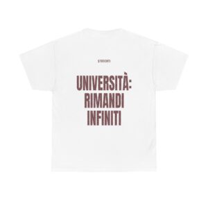 T-shirt PUMP con la frase 'UNIVERSITÀ: RIMANDI INFINITI' — collezione Studenti