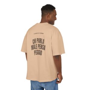 T-shirt oversize PUMP con la frase 'CHI PARLA MALE PENSA PEGGIO' — collezione Filosofia